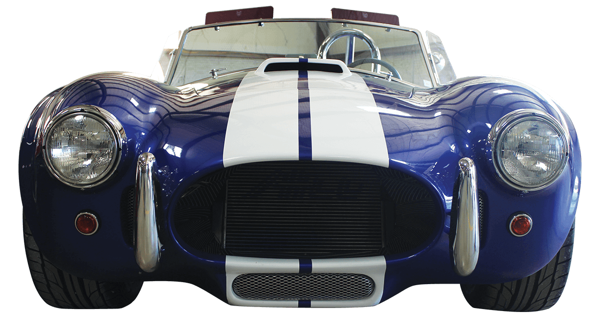 Front View of Blue GT-427 Roadster